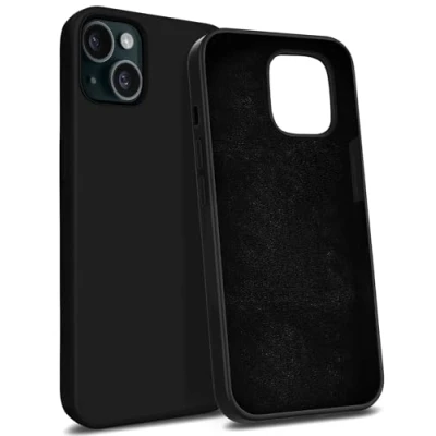 Abbildung von MyGadget Hülle kompatibel mit iPhone 15 Gummierte Handyhülle [ 3 Layer Struktur ] Schutzhülle Soft Inlay &amp; Hardcase Cover außen Schwarz