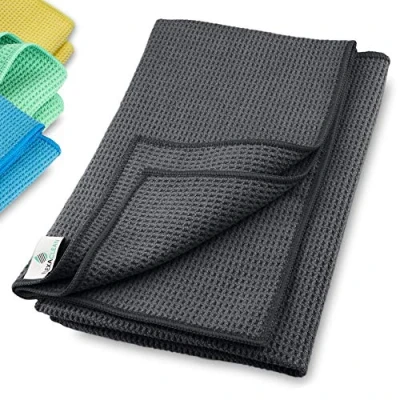 Abbildung von ELEXACLEAN Waffeltuch Trockentuch Mikrofasertuch (Set, 2 tlg., 60x40 cm, streifenfrei, fusselfrei, saugstark)