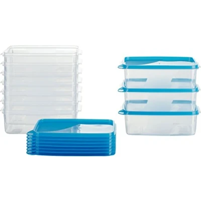 Abbildung von MiraHome Gefrierdosen 10x1L rechteckig blau Vorratsdosen mit Deckel luftdicht Transparente Frischhaltedosen Aufbewahrungsbox Küche für Mealprep &amp; Organisation Austrian Quality