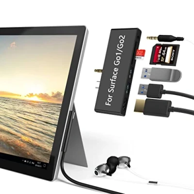 Abbildung von Surface Go/Go 2/Go 3 Dockingstation, 6 in 2 USB C Hub HDMI Adapter, Go mit 4K HDMI, 3.0 Ports (5 Gbit/s), 3.5mm Lautsprecher SD/TF Kartenleser für Go1/Go /Go