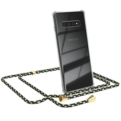 Abbildung von EAZY CASE Handykette kompatibel mit Samsung Galaxy S10 Plus Handyhülle Umhängeband, Handykordel Schutzhülle, Silikonhülle, Hülle Band, Stylische Kette für Smartphone, Grün Camouflage