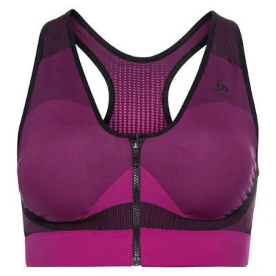 Abbildung von ODLO Sportbh mit starker Stützkraft, Damen, Größe: XL, Black festival fuchsia