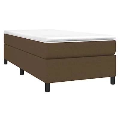 Abbildung von vidaXL Bettgestell, Polsterbett Bett für Schlafzimmer, Bettrahmen mit Lattenrost, Schlafzimmerbett Einzelbett, Dunkelbraun 100x200cm Stoff