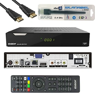 Abbildung von Kabelabel Edision Kabelreceiver Hybrid für digitales Kabelfernsehen inkl. HDMI Kabel Set: (6.DVB C/T2/S2 (+LAN,WLAN,CA+CI))