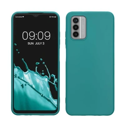 Abbildung von kwmobile Hülle kompatibel mit Nokia G42 5G weiches TPU Silikon Case Cover geeignet für kabelloses Laden Petrol matt