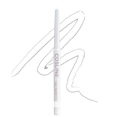Abbildung von COSLINE Kajal und Eyeliner Nr. 125, Farbe: White (Weiß), wisch wasserfest, weiches Auftragen, starke Pigmentierung, Vegan, Made in Germany
