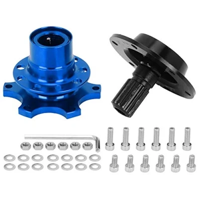 Abbildung von KIMISS Lenkradnabe, Universal 6 Loch Lenkrad Schnellspanner Adapter Kit für Autoreparaturwerkzeug(Blau)