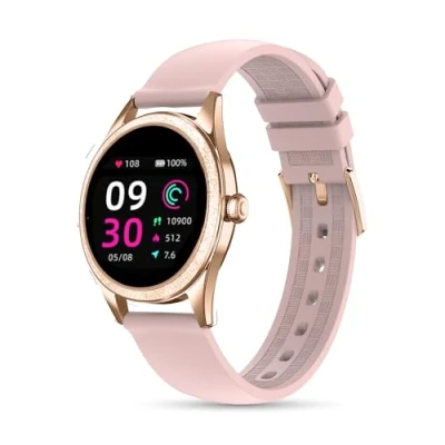 Abbildung von LUNIQUESHOP Smart Watch LSLUXE Brilliant Frau Blutdruck Uhr Smartwatch Damen Schrittzähler Fitness Herzfrequenzmesser wasserdichte Rosa