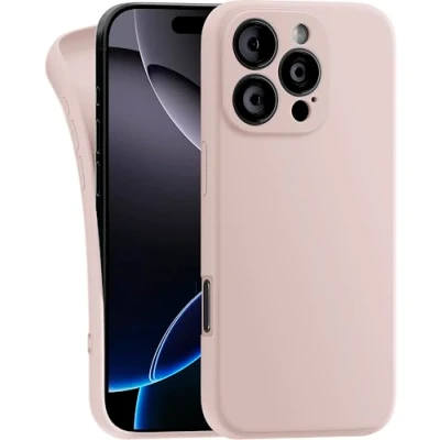 Abbildung von MyGadget Hülle kompatibel mit iPhone 16 Pro robuste Handyhülle TPU Case Slim Silikonhülle Back Cover Kratzfest Schutzhülle Matt Rosa
