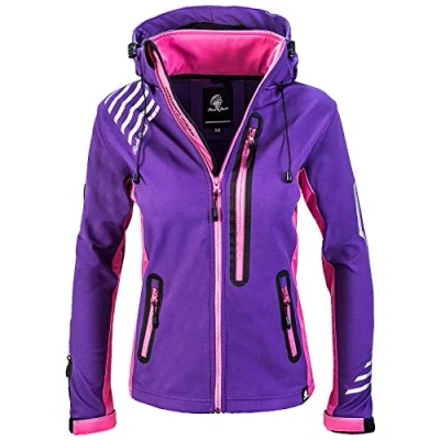Abbildung von Rock Creek Damen Softshell Jacke Windbreaker Regenjacke Übergangsjacke Softshelljacke Damenjacke Regenmantel Outdoorjacke Kapuze D 402 Viollet S