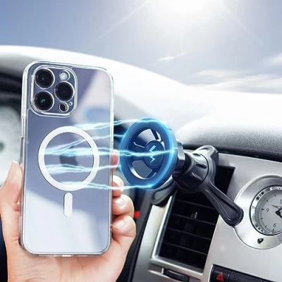 Abbildung von PROfezzion Handyhalterung Magnetisch, Auto Telefonhalterung Mag Safe für Lüftungsgitter iPhone 16 Plus Pro Max 15 14 13 12 Serie &amp; Cover, ABS, Schwarz