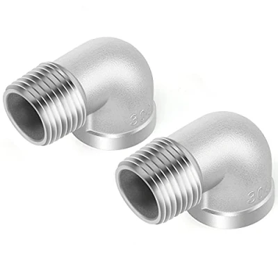 Abbildung von ERGAOBOY 2 Stück 304 Edelstahl 90 Grad Winkelverbinder, 3/8&quot; Außengewinde auf Innengewinde BSP Rohrfittings