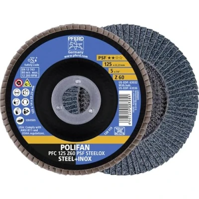 Abbildung von PFERD POLIFAN PFC PSF STEELOX 69398193 Schleifscheibe, Winkelschleifer 125mm 122001/min 22.23mm