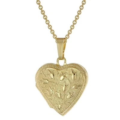 Abbildung von trendor 39535 Medaillon Herz mit Kette Gold plattiertes 925 Silber
