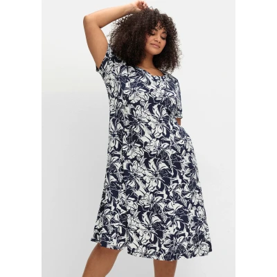 Abbildung von Sheego Jerseykleid &quot;Große Größen&quot;, in A Linie, mit Blumenprint