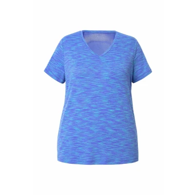 Abbildung von Ulla Popken Antibacterial Short Sleeve TEE Tshirt print, Damen, Größe: 42/44, Blue