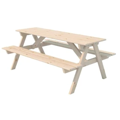 Abbildung von Endorphin Kinder Picknicktisch, kammergetrocknetes Kiefernholz, Picknickbank für Kinder, Kindermöbel draußen, wetterfester Kindertisch, Gartenmöbel 117 cm lang