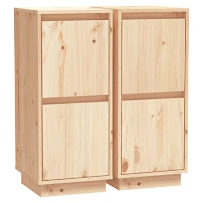 Abbildung von vidaXL 2X Sideboard mit 2 Türen Kommode Anrichte Schrank Beistellschrank Mehrzweckschrank Standschrank Holzschrank 31,5x34x75cm Massivholz Kiefer