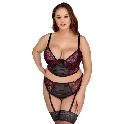 Abbildung von Longline BH plus Straps Slip im edlen Material Mix aus 2 farbiger Spitze und Powernet