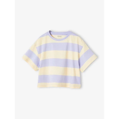 Abbildung von Vertbaudet IN CROPPEDLÄNGE Tshirt print für Kinder, Größe: 92/98, Violett gestreift