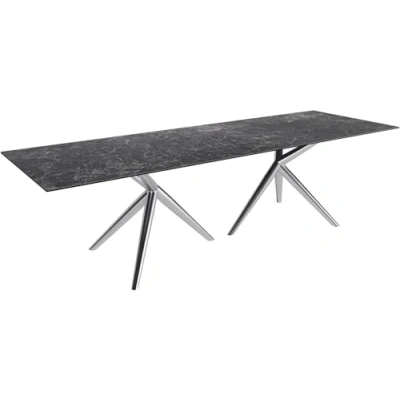 Abbildung von Esstisch Edge 300x100 Keramik Laminam®Nero Greco Anthrazit Estelar rund Edelstahl
