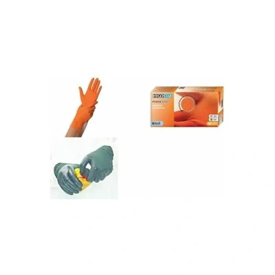 Abbildung von 10 x HygoStar Nitril Handschuh Power Grip puderfrei M 24cm orange VE=5