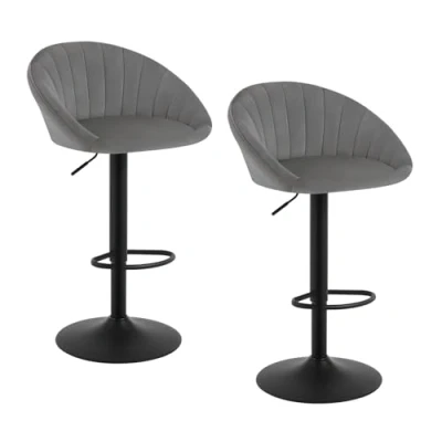 Abbildung von WOLTU Barhocker 2er Set, Barstühle höhenverstellbar drehbar, Küchenhocker mit Rückenlehne, Hocker Küche Bar, 150 kg, Samt Metall, Dunkelgrau, BH428dgr 2