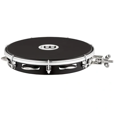 Abbildung von Meinl Percussion Traditional ABS Pandeiro Rahmentrommel Mit Halterung 10 Zoll Nappafell Kunststoff, Schwarz (PA10A BK NH H)