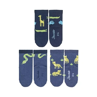 Abbildung von Sterntaler Baby Jungen 3erPackDschungeltiere Söckchen, Marine, 17/18