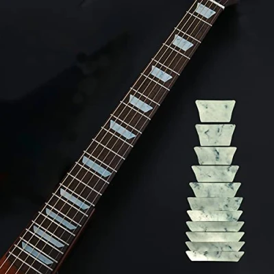 Abbildung von Alnicov Gitarren Griffbrett Marker Inlay Aufkleber, DIY Aufkleber für Gitarre oder Bass, White Pearl Trapez