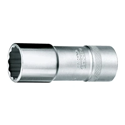Abbildung von GEDORE Steckschlüsseleinsatz, lange Ausführung, Nuss, 1/2&#039;&#039; 12,5 mm Antrieb, UD Profil, 24 Weite, Werkzeug, D 19 L 24, Stahl verchromt