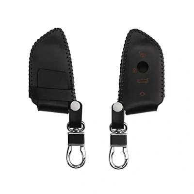 Abbildung von kwmobile Leder Autoschlüssel Hülle kompatibel mit BMW 3 Tasten Smart Key Schlüsselhülle Schlüssel Tasche Schwarz