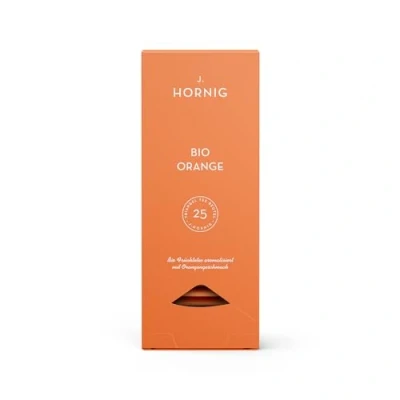 Abbildung von J. Hornig bio Orangentee, Früchtetee im Premium Pyramidenteebeutel, frischer Geschmack mit Zitrusnoten, zertifiziert, 25 biolgisch abbaubare Teebeutel