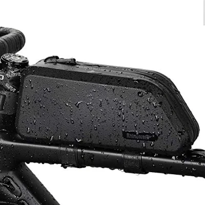 Abbildung von Rhinowalk Fahrradtasche Rahmentasche 1.5L Wasserdicht Fahrrad Fronttasche Oberrohrtaschen Lenkertasche Fahrradzubehör, Schwarz