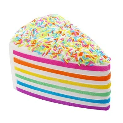 Abbildung von ANBOOR Squishies Regenbogen Kuchen Torte Langsam Steigend Squeeze Spielzeug Antistress Essen Slow Rising Bunt für Kinder Erwachsene (Farben zufällig, 15 * 10 7,6cm, 1 Stück)