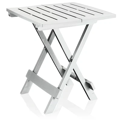 Abbildung von com four® Klapptisch aus Kunststoff Beistelltisch für Garten, Terrasse und Balkon Platzsparender Gartentisch Camping (01 x weiß)
