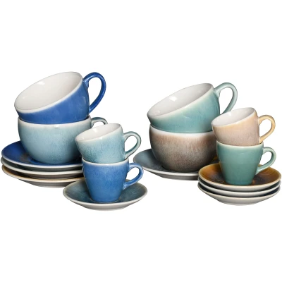 Abbildung von CreaTable Tasse &quot;Caldera Mix, Bistrotassen Set, 16 tlg.&quot;, (Set, tlg.), Reaktivglasur