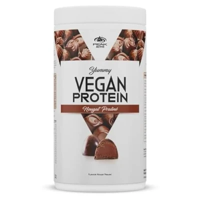 Abbildung von PEAK Yummy Vegan Protein 450g Geschmack Nougat Praliné I 15 Portionen Proteinquellen: Kürbis, Favabohne, Erbse, Mandel, Hanf frei von Gentechnik glutenfrei 450 g