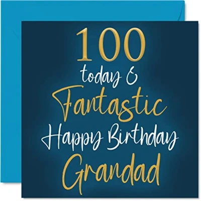 Abbildung von Stuff4 Fantastische Geburtstagskarte zum 100. Geburtstag für Großvater 100 Today &amp; Fantastic von Enkelsohn, Enkelin, Geburtstagsgeschenk, 145 mm x