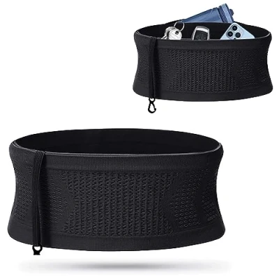 Abbildung von Multifunktionale Atmungsaktive Verdeckte Gestrickt Hüfttasche, Unisex Lauf Taillengürtel Laufgürtel für Handy, Bauchtasche Joggen Gürteltasche mit Schlüsselclip Telefone, Schlüssel, Karten (M)