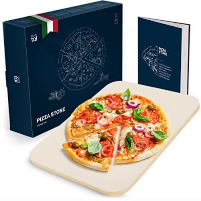Abbildung von Blumtal Pizzastein für Backofen 38x30 cm aus Cordierit Stein bis 900 C eckig Grill