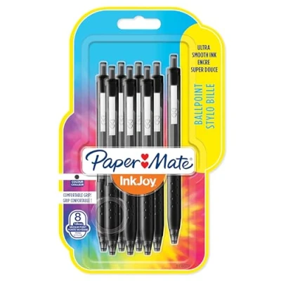 Abbildung von PAPER MATE InkJoy 300RT Retractable Kugelschreiber mittlere Spitze (1,0 mm) Schwarz 8 Stück