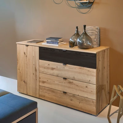 Abbildung von rauch Kommode &quot;Apollon&quot;, mit 1 Tür und 4 Schubladen, Schublade in Absetzung Black oak