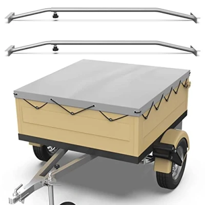 Abbildung von Tarpofix® Anhängerplane 140x105 cm + 2X Planenbügel Anhänger Plane Flachplane aus PVC PLANENMATERIAL Verstärkte HP400 für DDR PKW Hänger Abdeckplane Flachplanenbügel Grau