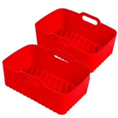 Abbildung von Siliz Airfryer Silikoneinlagen für Ninja, 2 Stück Rot, wiederverwendbare Silikon Einlagen, Ersatz Einweg Pergamentpapier Zubehör ninja heißluftfritteuse