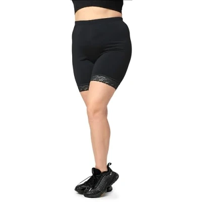 Abbildung von Merry Style Große Größen Damen Kurze Leggings aus Viskose mit Spitze MS10 453 (Schwarz, 7XL)