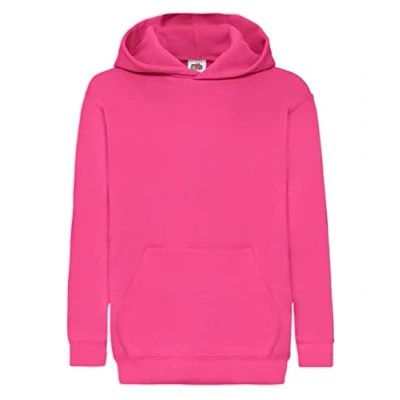 Abbildung von Fruit of the Loom Jungen Regular Fit Kapuzenpullover Classic Hoodie, Pink (Fuschia 57), 152 (Herstellergröße: 12 13 Jahre)