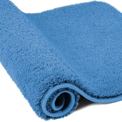 Abbildung von wyewye Mikrofaser Badematte, Fußmatte, 2 cm, super dicker Badteppich, saugfähig, Badezimmerteppich, 60 x 120 Blau