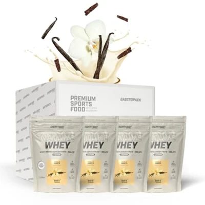 Abbildung von Energybody® Nature Whey Protein Isolate &amp; Concentrate Gastropack 2400g / zucker und fettarmes Molkenproteinpulver/Eiweiß Pulver ohne künstliche Verdickungsmittel/Eiweiss Shake (Vanille)
