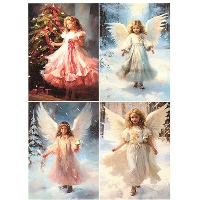 Abbildung von Josys Bastelmärchen Reispapier A4 Strohseide Decoupage Serviertentechnik Weihnachten Engel RE3895